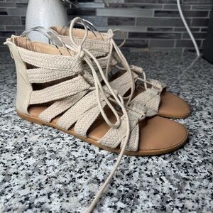 Torrid Women's Braided Strappy Gladiator Zip Flat Sandals Size 11WW